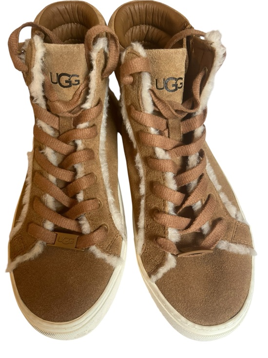 UGG Shoes - UGG Shearling High Top Sneakers Chestnut Suede Zip Lace Up Cozy Size 7